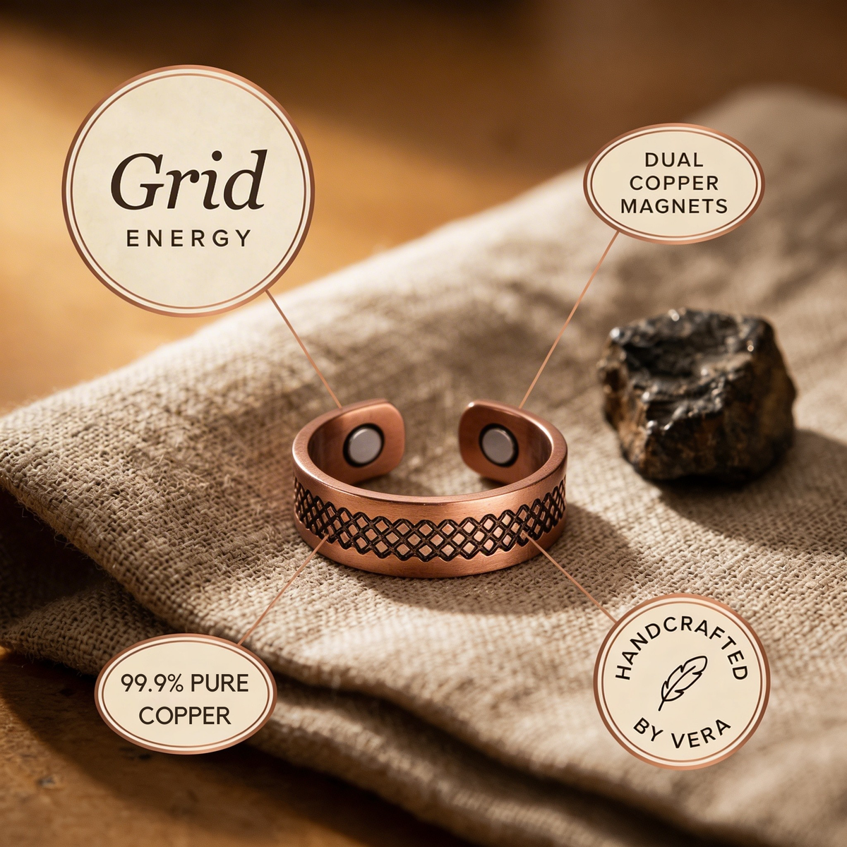 Emily's Grid Copper Ring