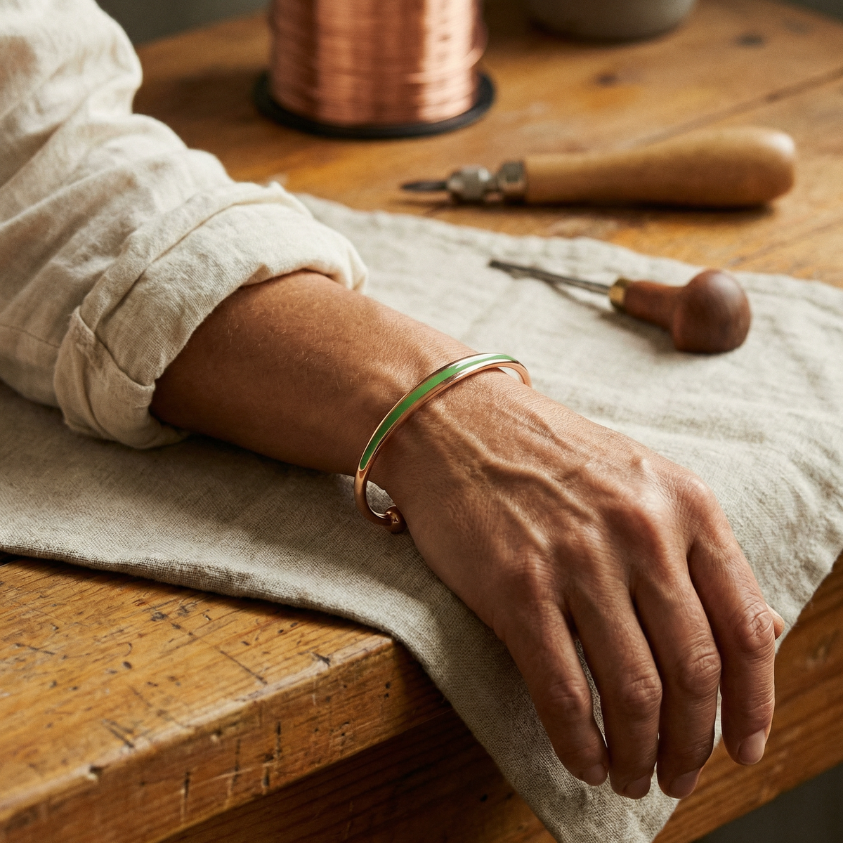 Emily's Jade Copper Bracelet