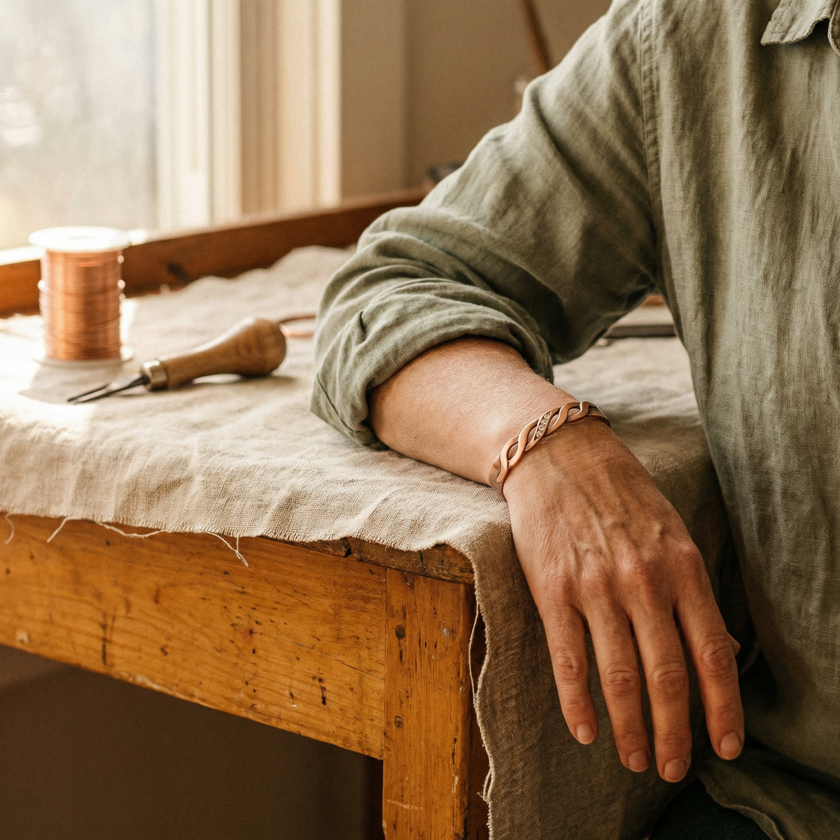 Emily's Seam Copper Bracelet