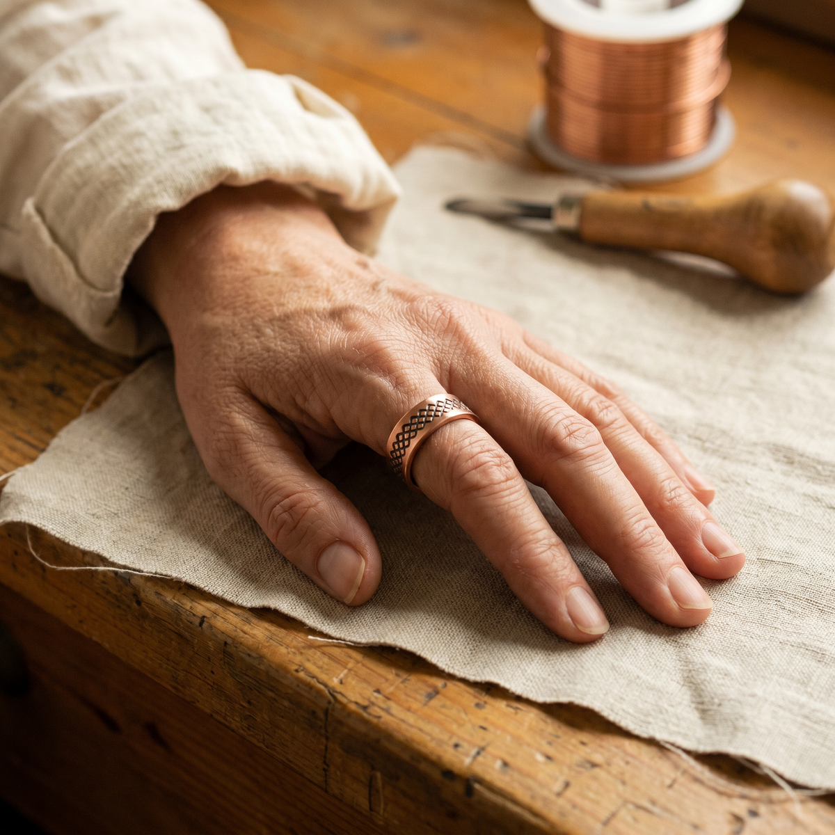 Emily's Grid Copper Ring