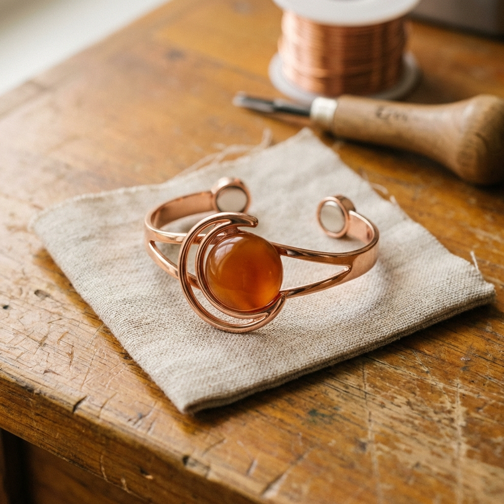Emily's Sphere Orange Copper Bracelet