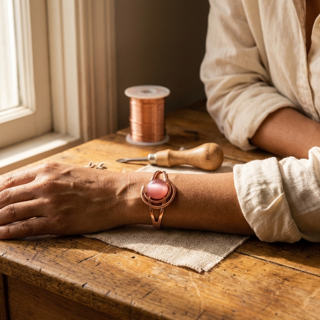 Emily's Sphere Pink Copper Bracelet