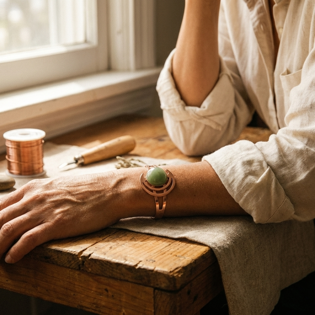 Emily's Sphere Green Copper Bracelet