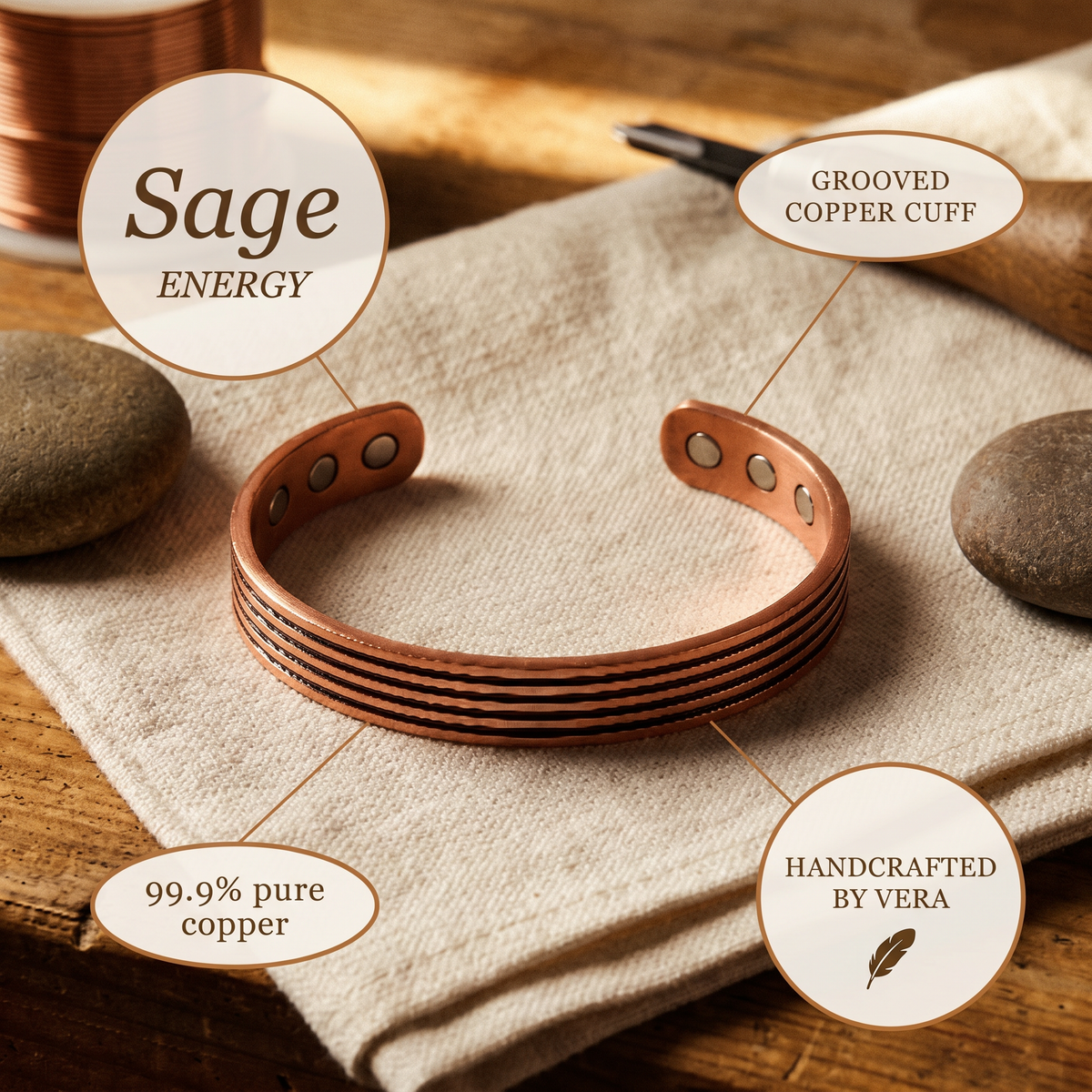Emily's Sage Copper Bracelet