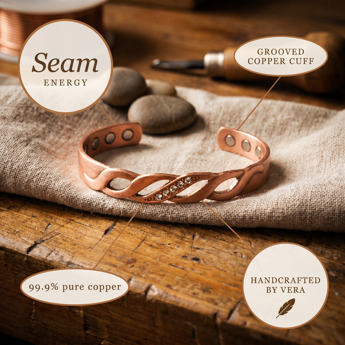 Emily's Seam Copper Bracelet