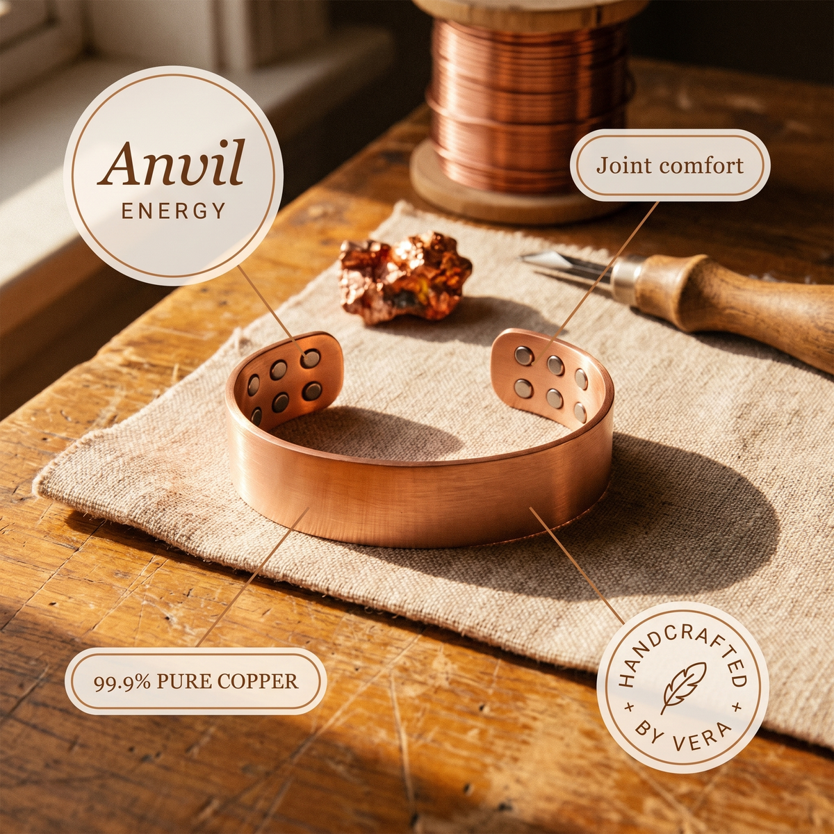 Emily's Anvil Copper Bracelet