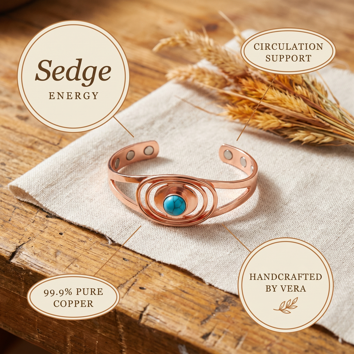 Emily's Sedge Copper Bracelet