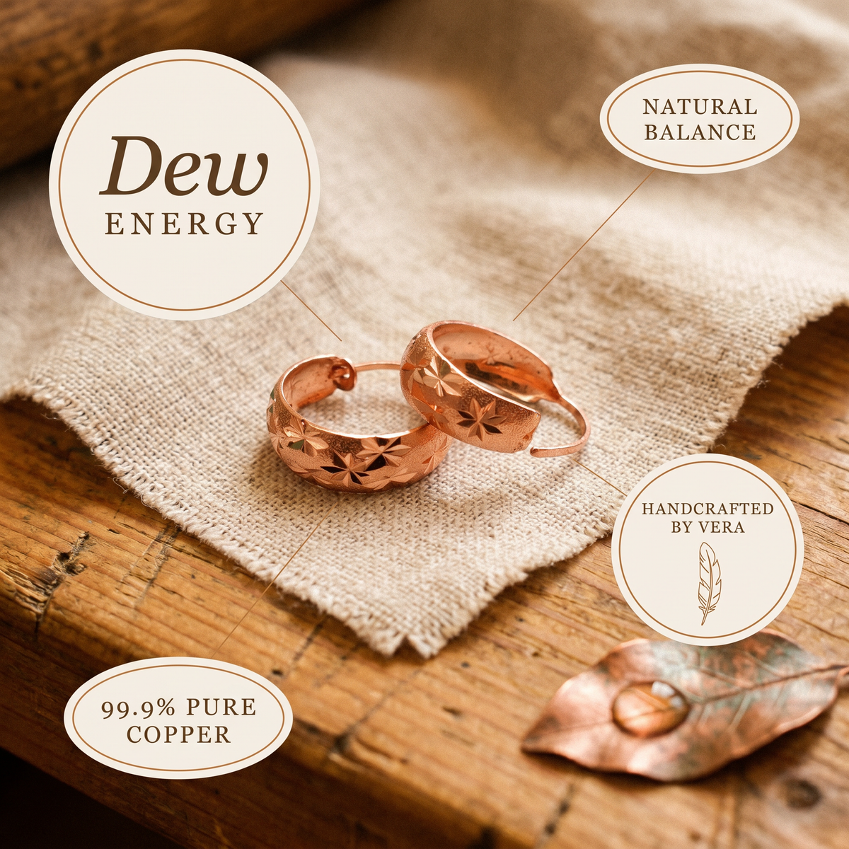 Emily's Dew Copper Earrings