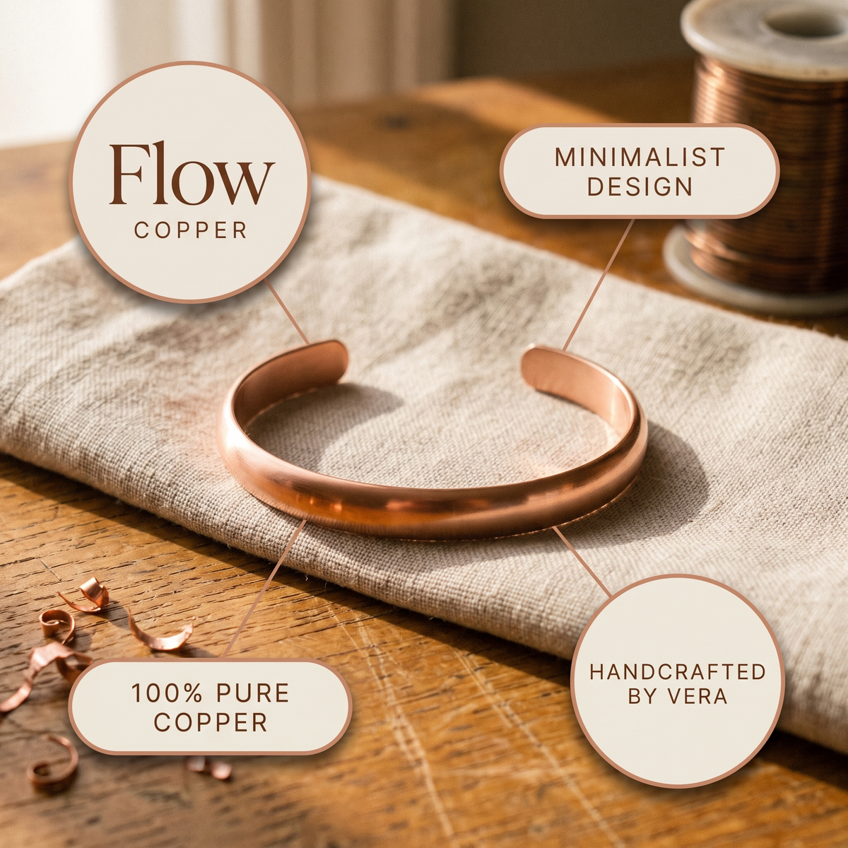Emily's Flow Copper Bracelet