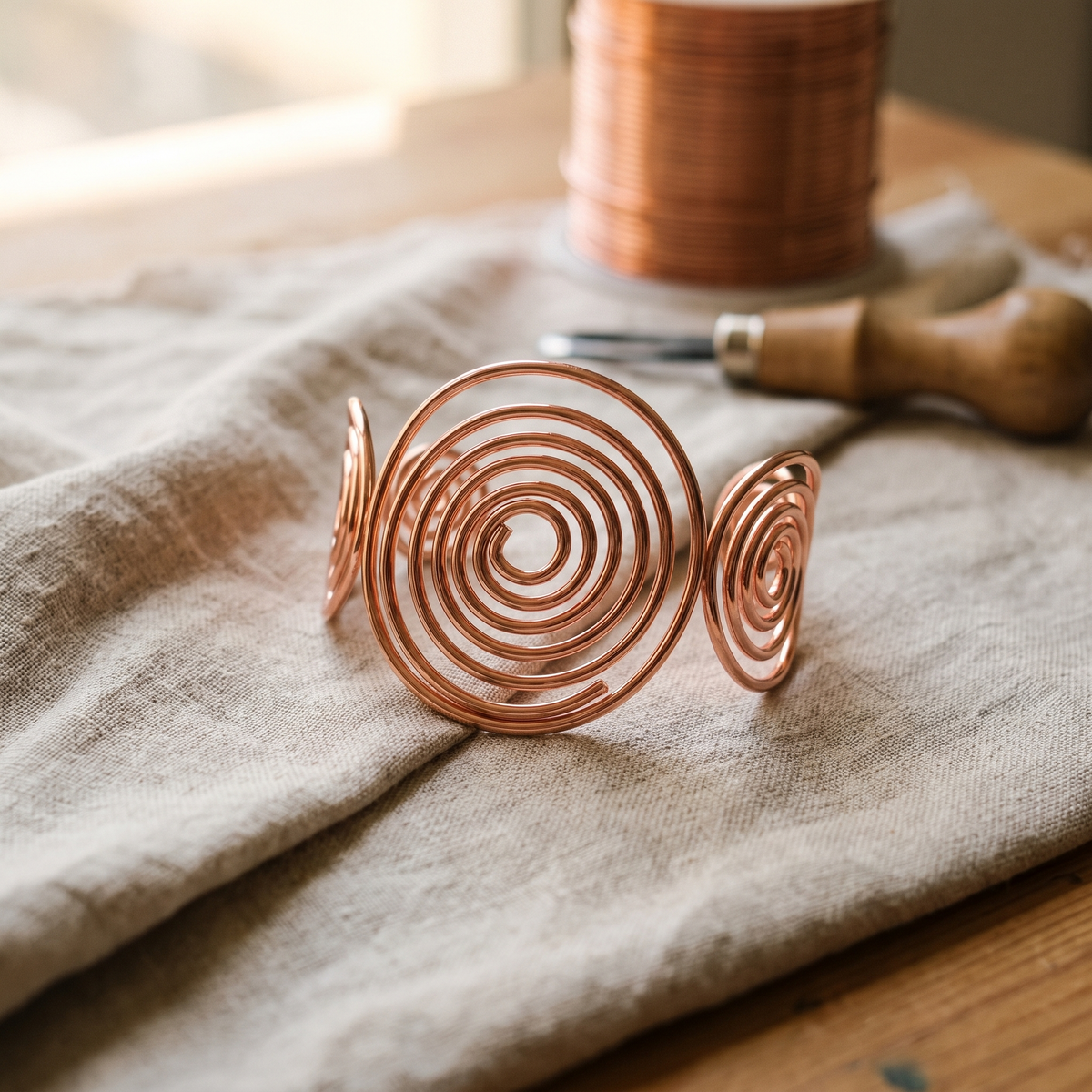 Emily's Spiral Copper Bracelet