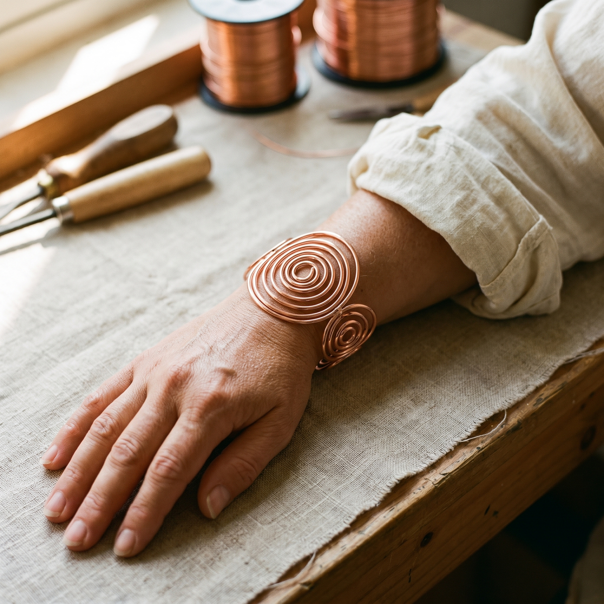Emily's Spiral Copper Bracelet